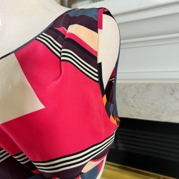 Hoss Intropia for Anthropologie Asymmetrical Geometric Pattern Silk Dress - Picture 8 of 14